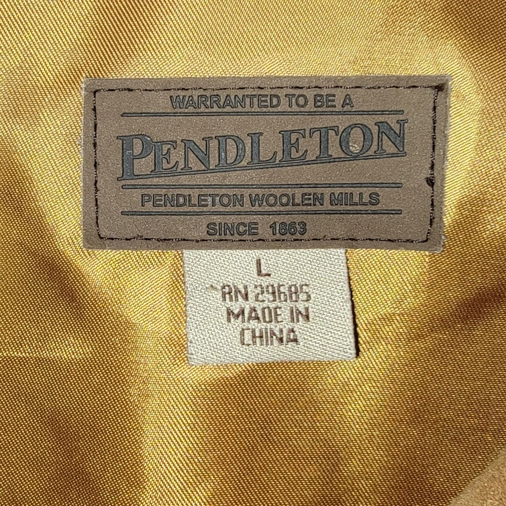 PENDLETON COGNAC-COLORED SUEDE 100% GOAT LEATHER BOMBER JACKET LARGE CLASSIC